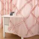 Blush Ruffle Diamond Fabric Curtain for Windows with Rod Pocket, 51 x 84 Inch, 2 Panels