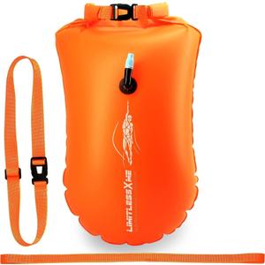 Swim Buoy & Drybag - for Swimmers, Open Water and Triathlon. Pull Buoy for Adults and Kids Orange Signal Swimming Bubble