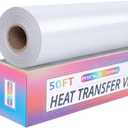 RENLITONG White Iron on Vinyl 12Inch by 50ft Roll HTV Heat Transfer Vinyl for T-Shirt HTV Rolls for All Cutter Machine - Easy to Cut & Weed for Heat Transfer Design