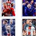 Famous Football Superstar Ronaldo, Messi, Neymar And Mbape Set of 4 Poster Prints Wall Decor Bedroom for Living Room Sport Room Gift for Football Fan - UNFRAMED - Size (10 × 8 inch)
