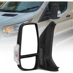 YITAMOTOR Door Mirror Left Driver Side Mirror Compatible with 2015 2016 2017 2018 2019 2020 2021 Ford Transit 150 250 350 350 HD, Power Heated Manual Folding with LED Turn Signal Light Black