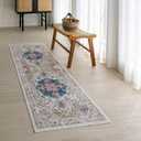 KEKUOU Area Rug 2x6 Washable RugVintage Hallway RugNon Slip Water Repellent Floor Carpet for Entryway, Kitchen, Front Door Indoor Entrance, Living Room(2'* 6'Golden)