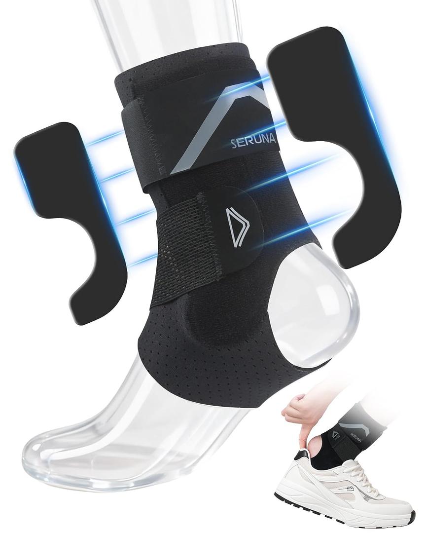 Ankle Brace for Women Men with 2 Stabilizing Pads | Adjustable Ankle Support for Sprained Ankle, Breathable Easy to wear, Ankle Stabilizer for Sports, Running, Sprain, Injury, M