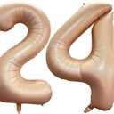 Number 24 Caramel Balloons 40 Inch Giant Retro Apricot Beige 24 or 42 Numer Foil Helium Balloons for 24th Birthday Party Supplies 42th Anniversary Events Decorations