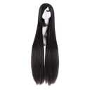 MapofBeauty 40 Inch 100 cm Oblique Bangs Anime Costume Long Straight Cosplay Wig Party Wig (Black)