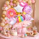 MiniInflat Donut Party Decorations Donut Ice Cream Balloon Bouquet Kit, DIY Sweet One Birthday Decoration Balloon Bouquet with Wrapping Paper KT Board Tissue Paper for Summer Candy Sweet Bridal Shower