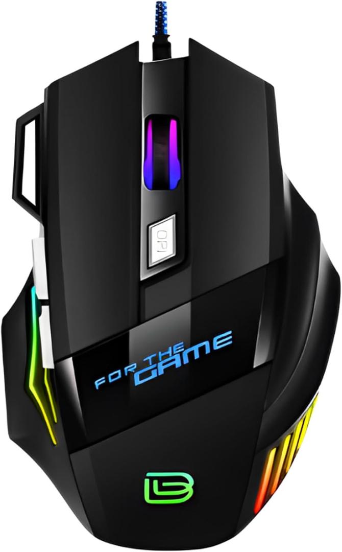 Nexurion Reaper Z Pro Gaming Mouse - 3600 DPI, 7 Macro Buttons, 10 Color-Changing RGB Backlight, 4 Adjustable DPI Levels - Midnight Black
