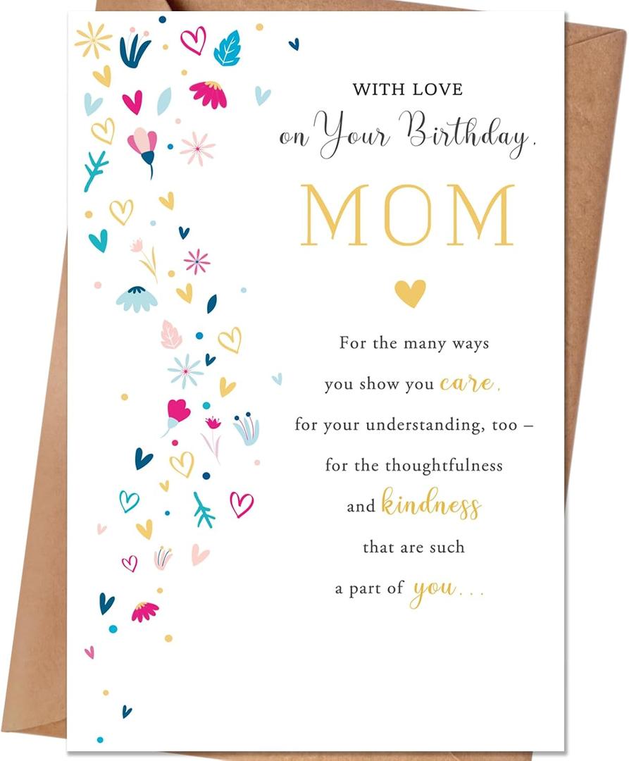 6 x Mom Birthday Card, Birthday Card Gift for Mom from Son Daughter Kid, Mother Bday Cards from Kids