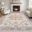 Tortania Area Rug Living Room Rugs - 9x12 Washable Boho Rug Vintage Oriental Distressed Farmhouse Large Thin Indoor Carpet for Living Room Bedroom Under Dining Table Home Office - Azure Orange