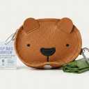 Bear-Shaped Dog Waste Bag Dispenser, Brown Leather, Portable Pet Poop Bag Holder,poop bag holders for leashes, 2 Pack