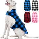 Kuoser Dog Winter Coat, Windproof Dog Fleece Jacket British Style Plaid Cold Weather Doggie Vest Coats, Reversible Cozy Warm Pet Clothes Apparel for Extra Large Size Dogs XXL (Blue)