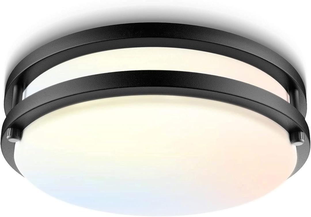 Flush Mount Ceiling Light, 10 inch Ceiling Light Fixture Dimmable,18W [160W Equiv] 1600lm, 3000K/4000K/5000K Bedroom Ceiling Lights for Kitchen, Hallway, Bathroom, Offices, ETL Listed