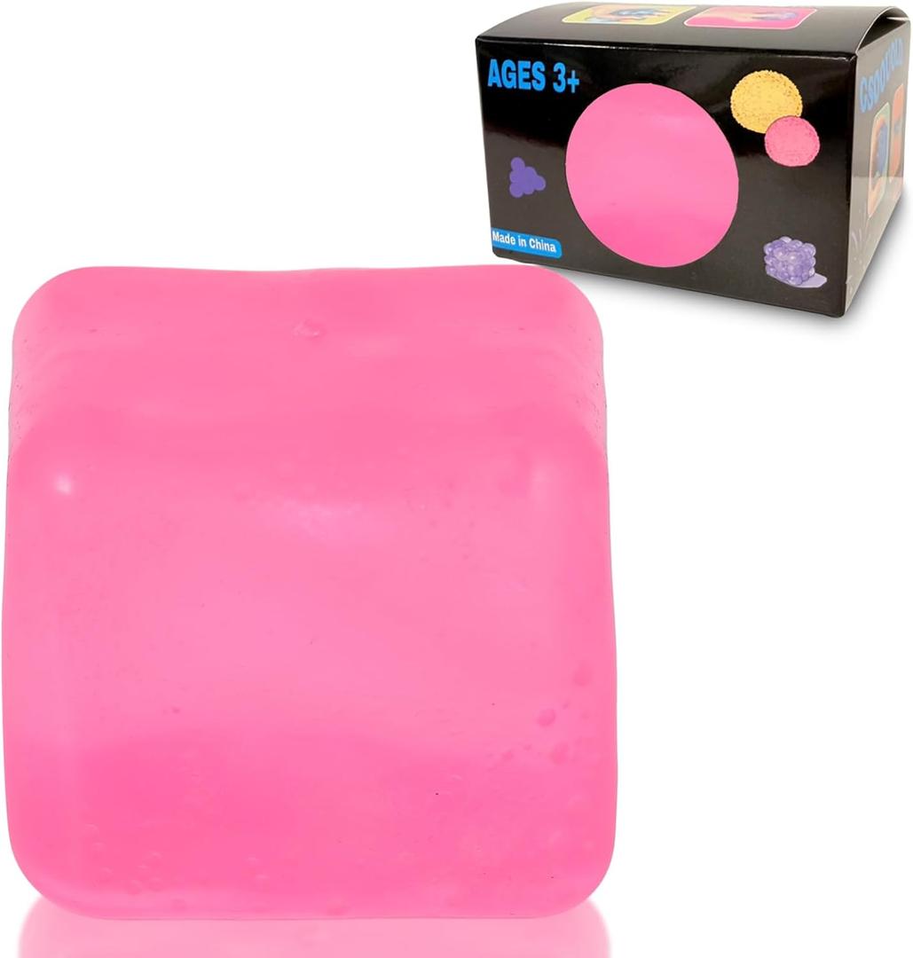 Squishy Ice Cube Fidget Toy, Sugar Ball Stress Cube for Kids Adults, Soft Squishies Stress Relief Sensory Toy for Autism, Classroom Prize Toy Party Favor