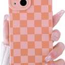 Lovmooful Compatible for iPhone 14 Case Cute Checkerboard Lattice Plaid with Color Design for Girls Women Soft TPU Shockproof Protective Girly for iPhone 14 Case-Pink