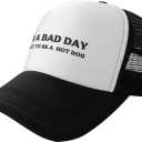 Funny Trucker Hat Gag Gifts Adjustable Mesh Hats Drinking Joke Baseball Cap for Men Women (One Size, It's a Bad Day to Be a Hot Dog)
