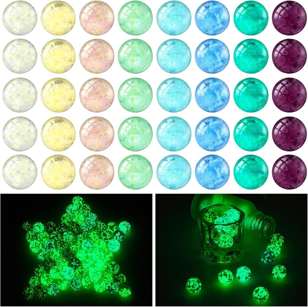48 Pieces Marbles Glow in The Dark for Kids Mixed Colors Luminous Glass Marbles Runs for Kids Games DIY and Home Decoration(1.4 CM/ 0.55 Inch)