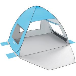 TOBTOS UPF 50+ Pop Up Beach Tent, Easy Set Up Beach Umbrella, Sun Shelter for 2-3 People UV Protection Portable Sunshade, Baby Canopy Cabana, Lightweight with Carry Bag, One Size