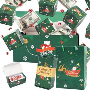 Surprise Gift Box Explosion - 2025 Newly Merry Christmas Surprise Gift Boxes, Pop-Up Explosion Gift Unique foldable bouncing red envelope box, Birthday and New Year gifts (12 Box Set, Green)
