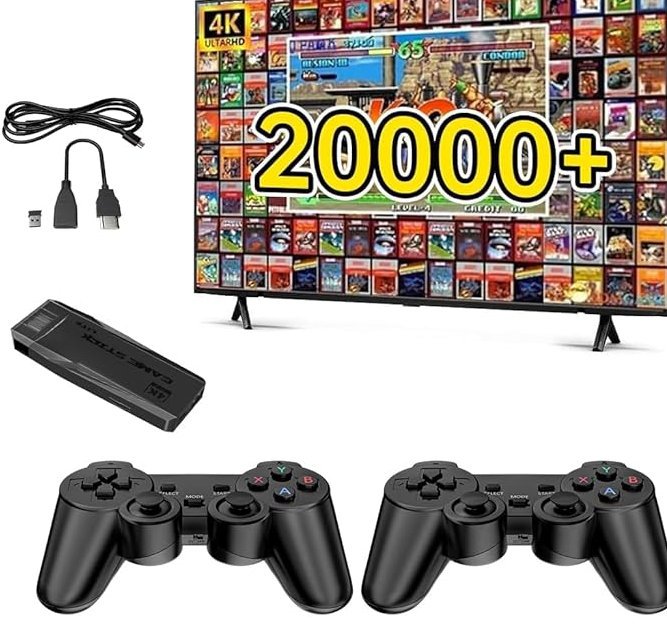 DOLSAO Retro Video Game Console, 20000+ Classic Games with 64G Builtin Emulator, Plug and Play Video TV Game with 4K HDMI, X2 Ultra Game Stick Emulator, 2.4G Wireless Videojuegos
