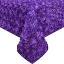 B-COOL Purple Rosette Tablecloth 60x102 Inch Satin 3D Floralr Romantic Party Table Fabeic for Wedding Bridal Shower Birthday Rectangle Table Decoration