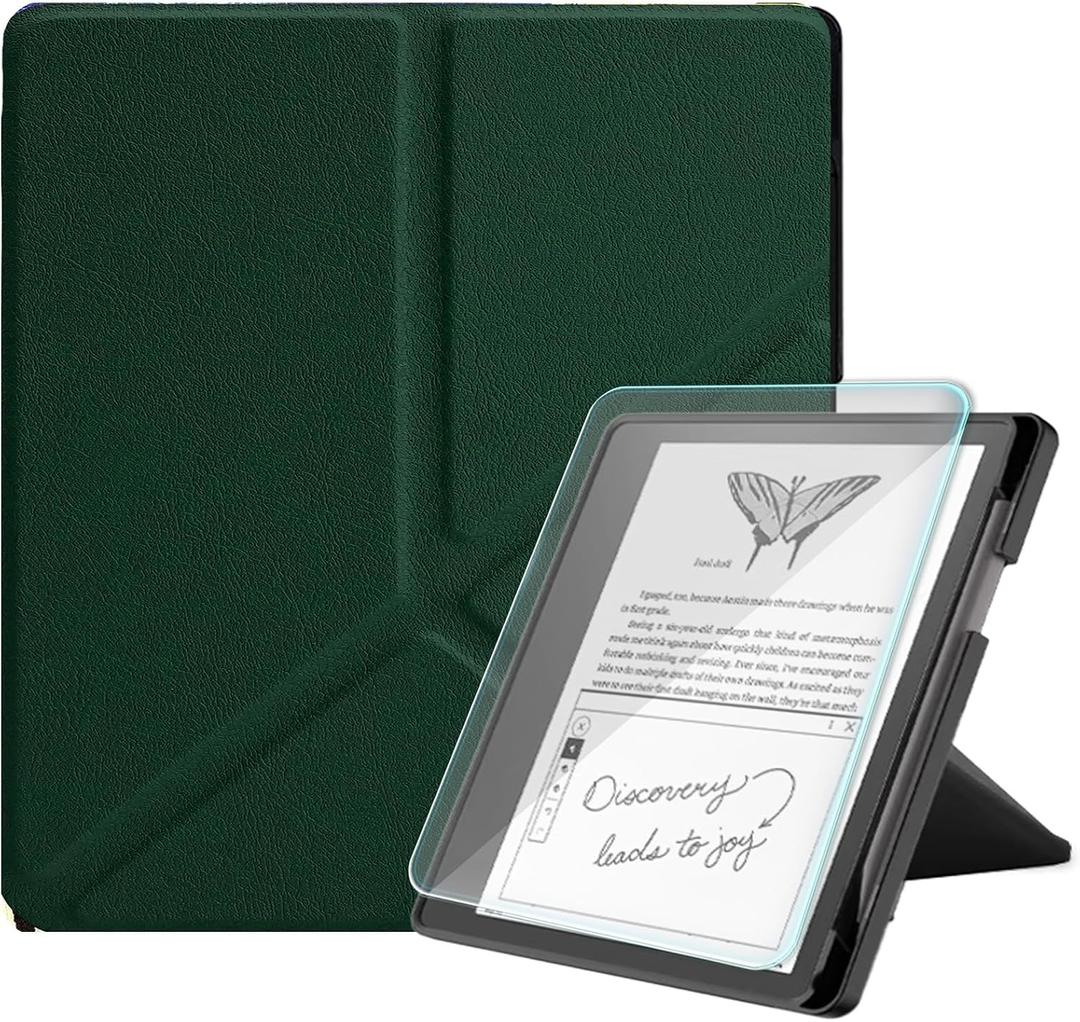 Case for 10.2" Kindle Scribe Cover with Pen Holder (2024/2022 Release) | Includes a Screen Protector, Dark Green, Auto Sleep/Wake, Protective Leather, Multi-angle for Kindle Scribe 1st /2nd Gen