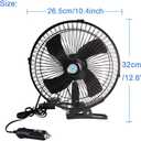 CYDZSW 12v Clip Fan for Car,10 inch Portable 90 Rotation Oscillating 12 Volt DC Desk Fan,2 Speed Car Fans that Blow Cold Air,360 Adjustment Clip on Fans for RV,Truck,SUV and Vehicles(Black)