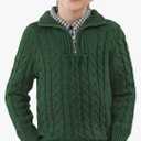 Boys Winter Warm Cable Knit Sweaters Cute Turtle Neck Casual Quarter Zip Pullover, Medium