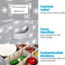 HOLDN STORAGE Christmas Ornament Storage Box with Lid - Christmas Decor Storage Containers that Store up to 64 Holiday Ornaments - Grey/White Snowflakes