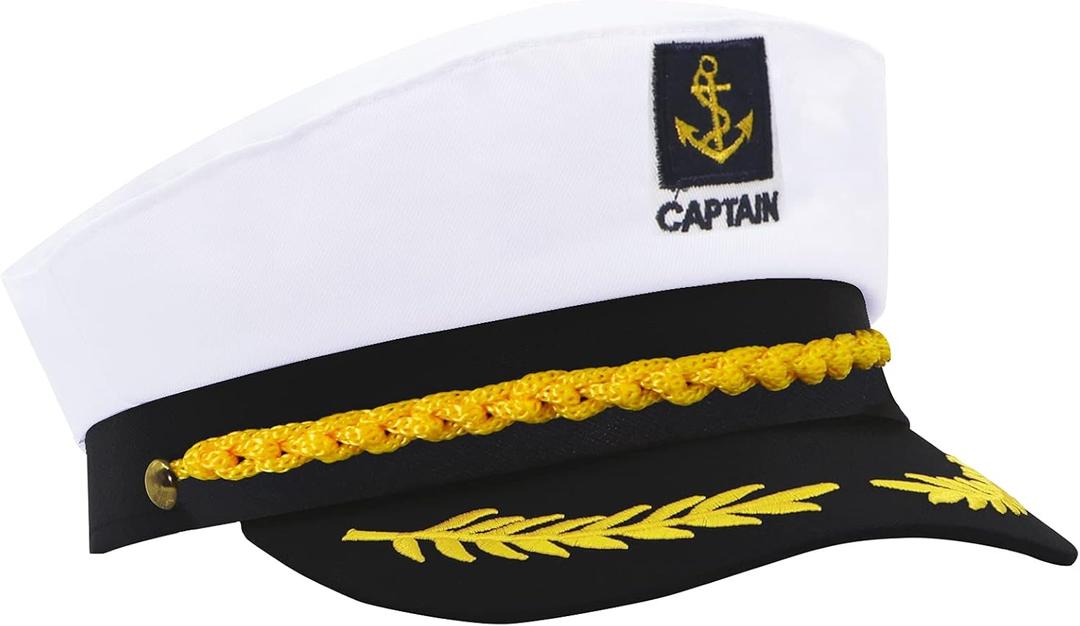 Yacht Captain hat,Sailor hat,Boat Captain hat,Navy Marines Costume Accessory for Adult Men Women white, black