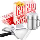 202 Pcs Popcorn Machine Supplies Set, Kernel Sifting Speed Scoop, Stainless Steel Seasoning Dredge with Handle, 200 Pcs Popcorn Bags Bundle for Home Kitchen Theater Movie Tools Supplies (1 Oz)