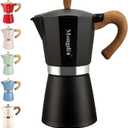 Mongdio Stovetop Espresso Maker Moka Pot, Cuban Coffee Maker Stove top coffee maker Moka Italian Espresso Greca Coffee Maker Brewer Percolator, 9 Espresso Cups, 15 oz - Black