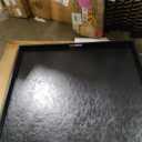 35 * 35 inches Leather Rectangle Serving Tray with Hole Handles,High-End Light Large Service Tray for Ottoman Tray, Tea, Food, Butler - Countertop, Kitchen,Family Dinner, Picnic (Black)