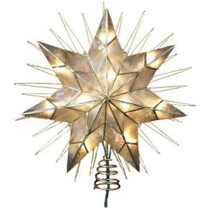 Kurt Adler 12" 7-Point Natural Capiz Lighted Tree Topper | Christmas Tree Star Topper | Gold Tree Topper Star with Lights | Light Up Star Christmas Tree Topper w/Wire Rays Accent (12 Inches, Gold) Kurt Adler 12" 7-Point Natural Capiz Lighted Tree Topper | Christmas Tree Star Topper | Gold Tree Topper Star with Lights | Light Up Star Christmas Tree Topper w/Wire Rays Accent (12 Inches, Gold)