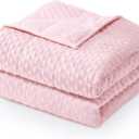 Wemore Minky Dot Weighted Blanket for Adults Queen Size 12 lbs, Soft Cozy Heavy Blanket for Bed and Couch, Breathable Blanket for All-Season with Glass Beads, Pink 60 x 80 inches