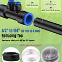 Pawfly 12 Pcs Quick Connect 1/2" to 1/4" Drip Irrigation Fittings for 1/2" Tubing (0.62-0.63" OD), Push-to-Fit 4-Way Reducing Tees Reducer Tee Connectors, Anti-Leak Drip Irrigation Tee Fittings