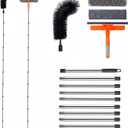 13 FT Gutter Cleaning Tools with 10-Section Extension Pole, Gutter Cleaning Brush, Silicone Squeegee & Window Washer for Gutters, High Windows, Glass & Cars