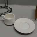 YHOSSEUN Espresso Cups Set with Saucers and Metal Stand Coffee Cup Set of 6 4 oz Cappuccino Cups Teacup for Tea Party - White