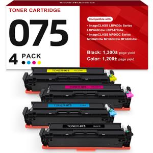 075 Toner Cartridge LBP646Cdw MF665Cdw Compatible Replacement for Canon 075 075H Toner Cartridge Set for imageCLASS LBP646Cdw LBP647Cdw MF665Cdw MF662Cdw MF663Cdw LBP640C MF660C Series Printer 4-Pack