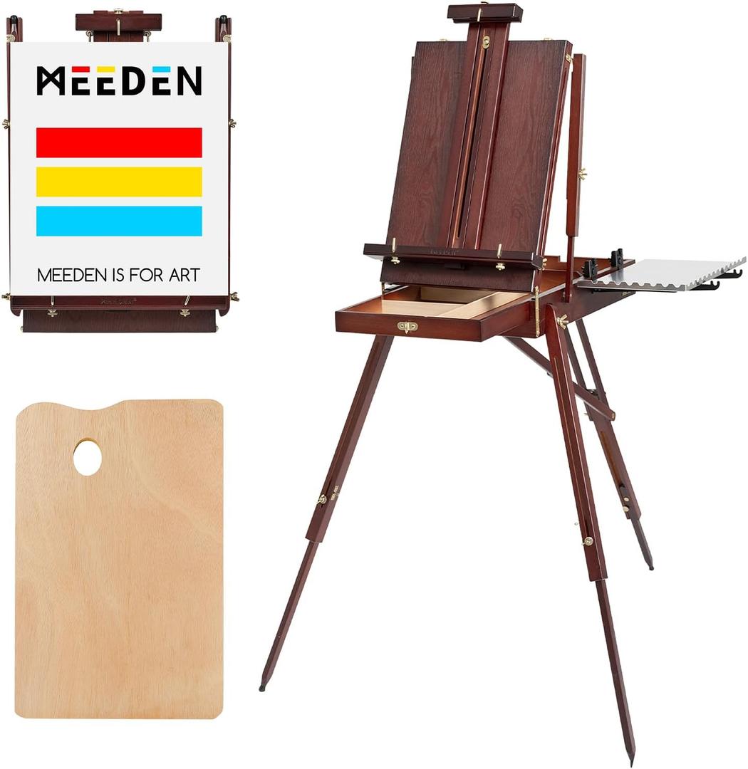 MEEDEN French Easel, Plein Air Easel, Art Easels for Painting Adult, Travel Easels,Portable Artist Easle for Outdoor Painting, Sketching, Display, 17 Inches Wide, 22 Inches Long
