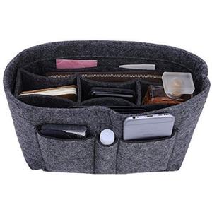 ZTUJO Purse Organizer Insert, Felt Bag Organizer For Handbag Purse Organizer,13 Colors, 6 Size (Slender Large, Grey)