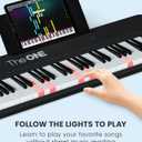 The ONE Smart Keyboard COLOR 61 Lighted Keys Piano Keyboard, Electric Piano for Beginners with 256 Tones, 64 Polyphony, Built-in LED Lights and Free Apps (Black), 35.12 inches x 11.73 inches x 3.37 inches