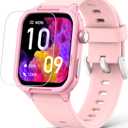Smart Watch for Kids No Phone Needed, Tempered Glass Fitness Tracker Boy Teens with 19 Sport Modes, Pedometer, Sleep Monitor, Kids Watch Birthday Gifts Toy Gift for Girls Boys 6-16 (Pink)