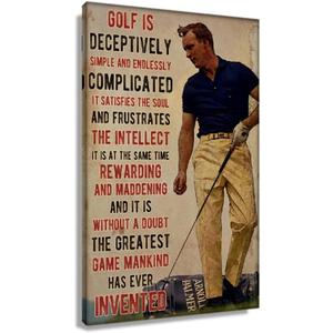 Framed Golf Wall Art Sports Quote Poster Canvas Saying Vintage Golf Art Print Sport Spiritual Quotes Pictures Wall Painting Themed Decor,Ready to Hang Framed (16x24inch) (16L" x 24W")