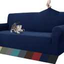 ZNSAYOTX 1 Piece Jacquard Couch Covers for 3 Cushion Couch Living Room High Stretch Sofa Cover Pets Dogs Friendly Anti Slip Thickened Slipcovers Furniture Protector (Sofa, Navy Blue) (Large (71"-90"))