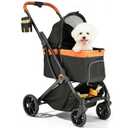 Pet Stroller for Small Dogs & Cats Easy One-Hand Fold, Supports Up to 35 lbs Black