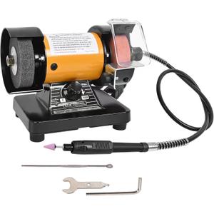 3" Mini Bench Grinder Polisher with 31" Long Flexible Shaft and Accessories, Variable Speed Dial 0-10000 RPM, 110V 150W Single Phase Motor