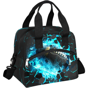 3D Light Rugby Boys lunch Tote Box Leakproof Insulated Cooler Bag & Meal Prep Kids Lunch Bags with Removable Shoulder Strap For School Picnic Hiking Work Travel