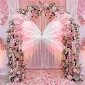 SmoothNovelty 47 Inch Giant Butterfly Party Decoration Large Mariposas Grandes para Decor Big 3D Silk Butterfly Backdrop for Birthday Party Wedding Photo Booth(Pink, Gradient Style)