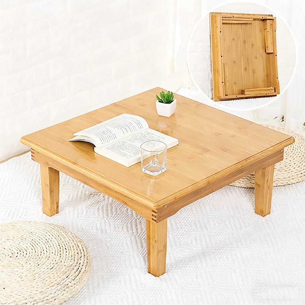 SH-tables Folding Bamboo Desk, Japanese-Style Square Table, Multi-Function Dining Table, Various Sizes (Size : 60×60×32cm)