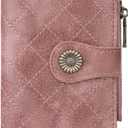 FALAN MULE Small Wallet for Women Bifold RFID Blocking Leather Card Holder with Zipper Coin Pocket (Pink)